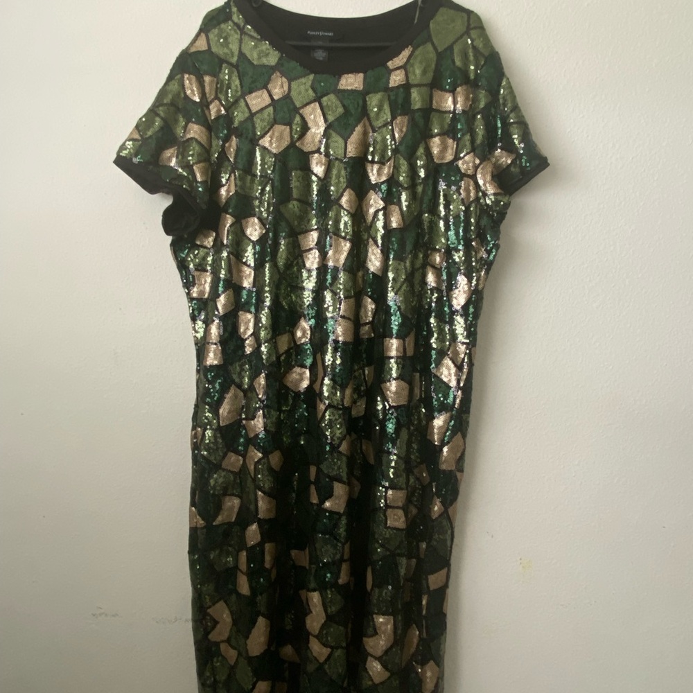Ashley Stewart Green and Gold Sequin Mini Dress - Picture 2 of 4